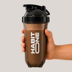 A HabitONE shaker with protein coffee