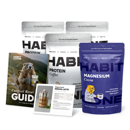 3 packs of HabitONE Protein Coffee with gifts