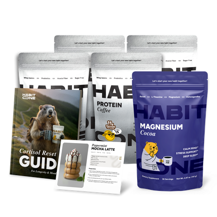 4 packs of HabitONE Protein Coffee with gifts