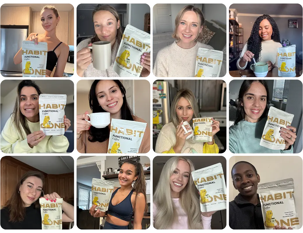 A grid of customers holding HabitONE