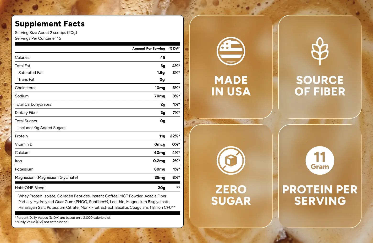 HabitONE Protein Coffee supplement facts